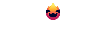Mockup's logo of a firey character named pyro with a wordmark.