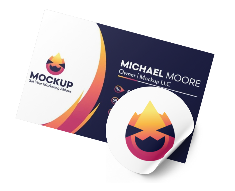 Sticker on top of a business card